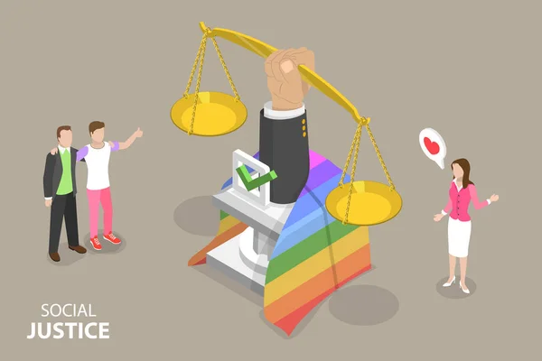 Isometric Flat Vector Conceptual Illustration Social Justice Human Rights Fight — 스톡 벡터