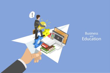 3D Isometric Flat Vector Conceptual Illustration of Educational Achievement, Way to Knowledge
