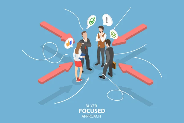 Isometric Flat Vector Conceptual Illustration Customer Focused Approach Target Audience — Stock vektor