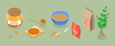 3 Boyutlu Isometric Fıstık Aperatifleri, Sağlıklı Enerji Yiyecekleri