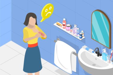 3D Isometric Flat Vector Conceptual Illustration of Allergy Skin, Atopic Dermatitis, Eczema or Psoriasis
