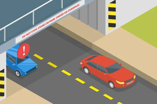Isometric Flat Vector Conceptual Illustration Traffic Rules Dont Stop Stand — 스톡 벡터