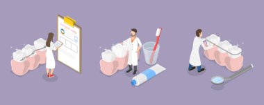 3D Isometric Düz Vektör Ortodontik Bakımın Kavramsal İllüstrasyonuName