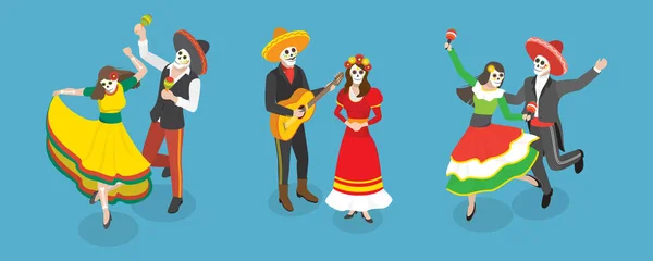Ilustração Conceitual Carnaval Mexicano Festa Dia Dos Esqueletos Mortos —  Vetores de Stock