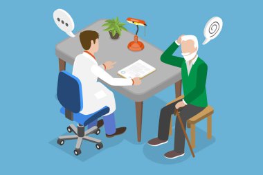 3D Isometric Düz Vektör Alzheimer Diseas 'in Kavramsal İllüstrasyonu, Zihinsel Sorunların Tedavisi veya Hafıza Kaybı