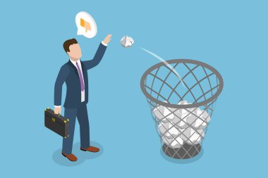3B Isometric Düz Vektör Kötü Fikirlerin Kavramsal İllüstrasyonu, Yaratıcılık Sorunu