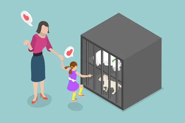 Isometric Flat Vector Conceptual Illustration Rescued Stray Pets Homeless Animals — Stockový vektor