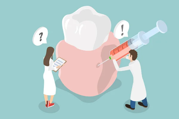 Illustrazione Concettuale Del Vettore Piatto Isometrico Anestesia Cura Trattamento Dentale — Vettoriale Stock