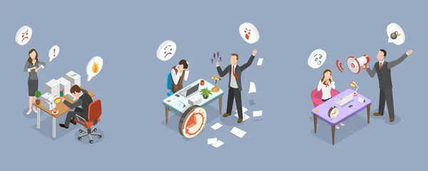 Isometric Flat Vector Conceptual Illustration Tyranlying Boss Frustration Anxiety Workplace — Stockový vektor