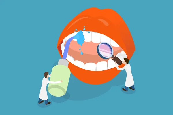 Ilustración Conceptual Vectores Planos Isométricos Riego Oral Higiene Dental Rutina — Vector de stock
