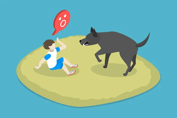 Isometrischer Flacher Vektor Konzeptuelle Illustration Gefährlicher Tiere Obdachloser Aggressiver Hund — Stockvektor