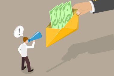 3 Boyutlu Isometric Düz Vektör Yolsuzluğun Kavramsal Resmedilmesi, Suç Eylemlerinin Kınanması