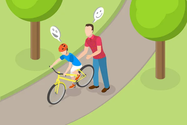Illustration Conceptuelle Vecteur Plat Isométrique Vélo Pour Enfants Activités Plein — Image vectorielle