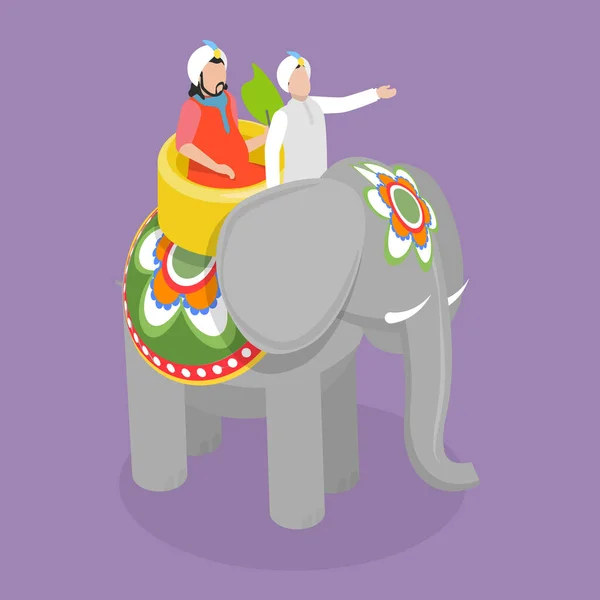 Isometric Flat Vector Conceptual Illustration Indian Elephant Maharaja India ฒนธรรมและประเพณ — ภาพเวกเตอร์สต็อก