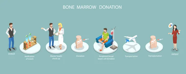 Isometric Flat Vector Conceptual Illustration Bone Marrow Daration Transplantation Medicine — Stockový vektor