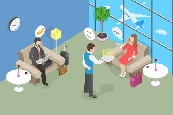 Ισομετρική Επίπεδη Διανυσματική Εννοιολογική Απεικόνιση Της Vip Lounge Airport Zone — Διανυσματικό Αρχείο