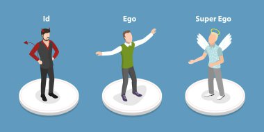 3 Boyutlu Isometric Düz Vektör Kimlik, Ego ve Süperego, Psikoloji Modelleri