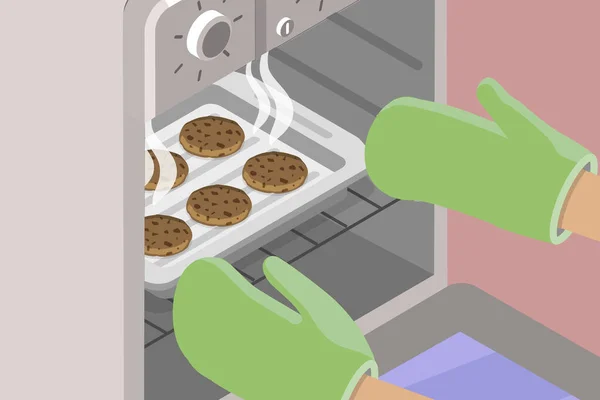 Isometrischer Flat Vector Konzeptionelle Illustration Des Kochens Keks Hausgemachte Kekse — Stockvektor