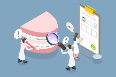 3D Isometric Düz Vektör Diş Parlatıcılarının Kavramsal İllüstrasyonu, Ortodontik Diş Hekimliği