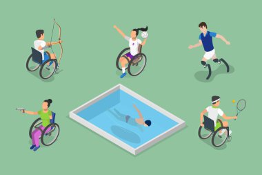 3B Isometric Flat Engelli Sporcular Seti, Fiziksel Engelli Sporcular