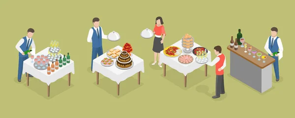 3D等量平向量集饮食服务 户外食物服务 — 图库矢量图片