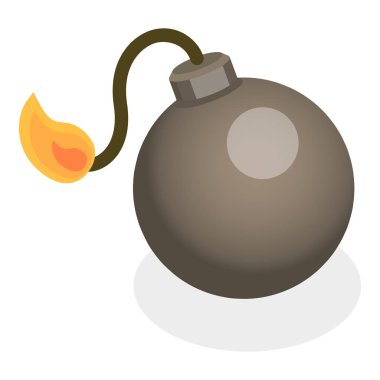 3D Isometric Flat Vlat Bomba ve Dinamitler, Fünyeli Kırmızı Çubuk, Patlayıcı Cihaz, TNT. Madde 5