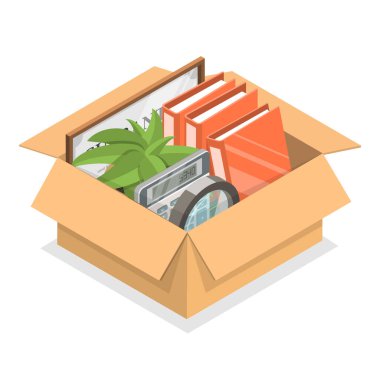 3D Isometric Düz Vektör Ofis Taşımacılığı, Adres Değiştirme. Madde 7