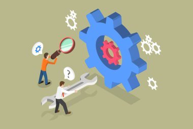 3B Isometric Düz Vektör Teknik Konunun Kavramsal İllüstrasyonuName