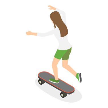 3D Isometric Patenci Kızlar, Yaz Dinlenme ve Eğlence Seti. Madde 1