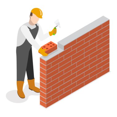 3D Isometric Flat Vlat Yenileme ve Oda Dekorasyonu, Ev Tamir Servisi. Madde 3