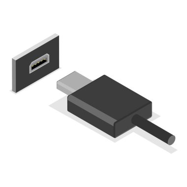 3B Isometric Düz Vektör Seti, USB Tipleri, Soket Fişi takın. Madde 3