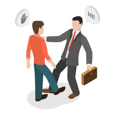 3 Boyutlu Isometric Düz Vektör Güvenli Selamlama, Dirsek Çarpması, Ayak Sarsıntısı ve Namaste. Madde 1