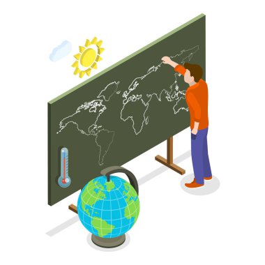 Üç boyutlu Isometric Flat Vektör Öğretmenler, Eğitim ve Eğitim. Madde 2
