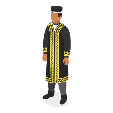 3 Boyutlu Isometric Etnik Gruplar Düz Vektör Kümesi, Ulusal Elbiseli İnsanlar. Madde 3