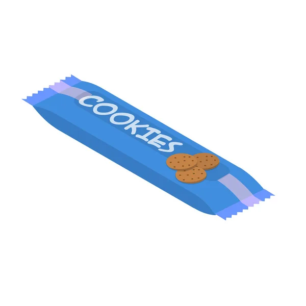 Set Vettoriale Piatto Isometrico Pacchetti Snack Cioccolato Biscotti Punto — Vettoriale Stock