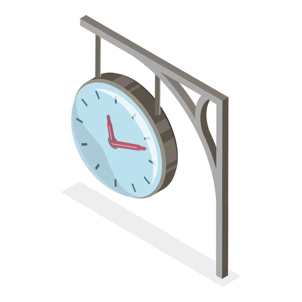 Boyutlu Isometric Isometric Stasyon Elementleri Tren Platform Zamanlama Ekranı Saat — Stok Vektör