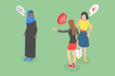 3D Isometric Düz Vektör Sosyal Sorunların Kavramsal İllüstrasyonu, Din Ayrımcılığı