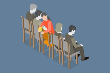 3D Isometric Düz Vektör Farklı Düşünmenin Kavramsal İllüstrasyonu, Kalabalıktan Dikkat Çekme