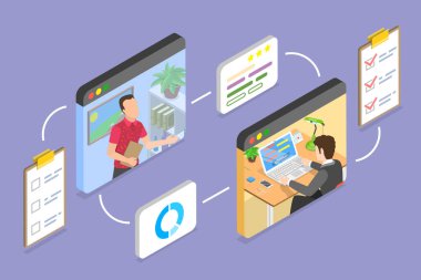 3B Isometric Düz Vektör Çalışma Akışı Kavramsal Resimlendirmesi, Çalışma Örgütü