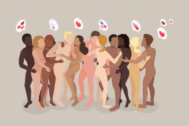 3D Isometric Düz Vektör Polyamory 'nin Kavramsal İllüstrasyonu, Tek Eşli Olmayan İlişki