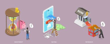 3B Isometric Sabit Vektör Gayrimenkul Yatırımının Kavramsal İllüstrasyonu, Gayrimenkul Piyasası