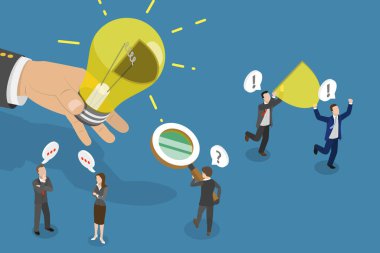 3D Isometric Düz Vektör Fikir İllüstrasyonu İntihal, Korsanlık Suçu ve Yaratıcı İçerik Hırsızlığı