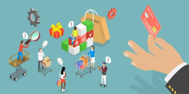 3D Isometric Düz Vektör Müşteri Alışverişi Alışkanlıkları Araştırması, Müşteri Profili Analizleri