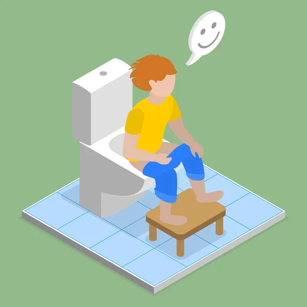 Isometric Flat Vector Conceptual Illustration Kid Training Use Toilet Morning — Stockový vektor