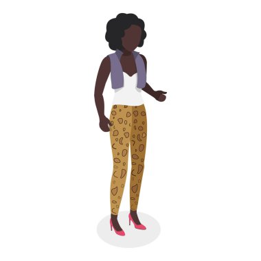 3D Isometric Düz Vektör Seti 90 'ların kıyafetine sahip, eski moda. Madde 6