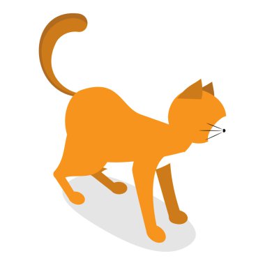 Üç boyutlu Isometric Kedi Davranışları, Kedicik Tepkileri Düz Vektör Kümesi. Madde 12