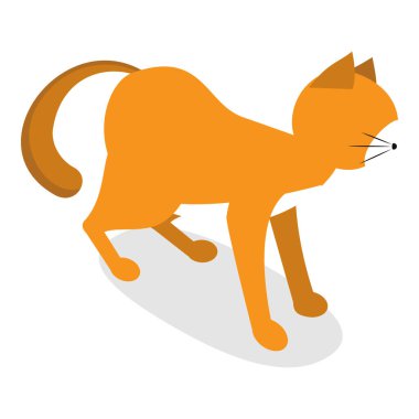 Üç boyutlu Isometric Kedi Davranışları, Kedicik Tepkileri Düz Vektör Kümesi. Madde 11