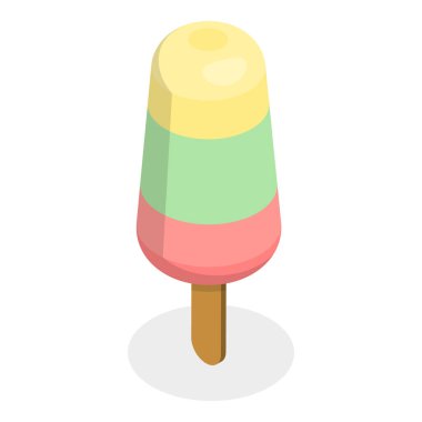 Üç boyutlu Isometric Düz Buzlu Şekerler, Renkli Meyveli Donmuş Tatlılar. Madde 1