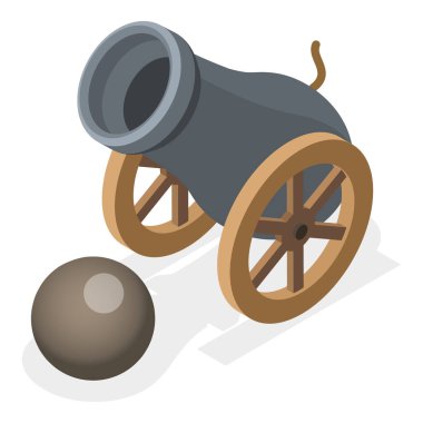 3D Isometric Düz Vektör Korsan Malzemeleri, Klasik Karayip Nesneleri. Madde 1