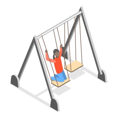 Üç boyutlu Isometric Flat Vektör Çocuk Bahçesi Elementleri, Yaz Aktiviteleri. Madde 4